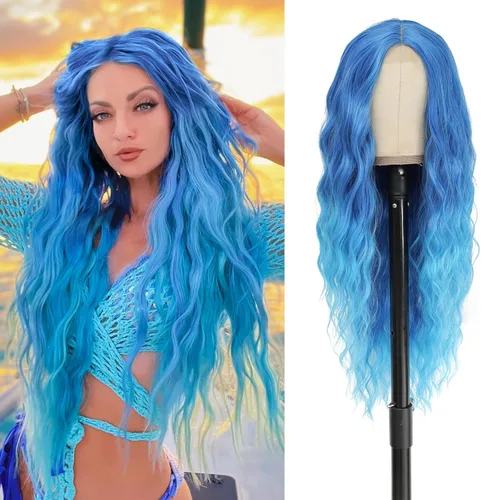 Miniatura 12 de Peluca larga rubia 613 para cosplay, peluca sintética de 28 pulgadas, parte media, regalos realistas, pelucas de fiesta para mujeres, uso diario