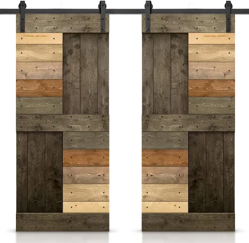 Miniatura 86 de TMS Serie N - Puerta corrediza interior de madera de pino anudada con kit de herrajes deslizantes (32 x 84 pulgadas, blanco)