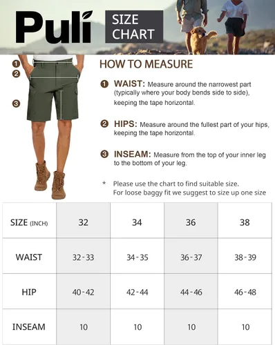 Miniatura 7 de PULI Pantalones cortos de golf para hombre, elásticos, casuales, ligeros, de secado rápido, con bolsillos