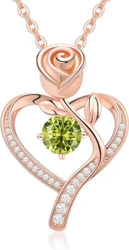 Meeshi Collar de corazón de rosa para mujer, regalos de cumpleaños, collares de aniversario para esposa, regalo de joyería para mamá, cumpleaños,