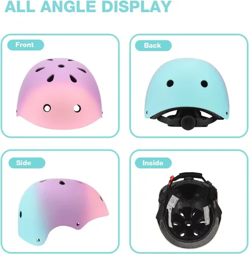 Miniatura 5 de Casco de bicicleta ajustable con gradiente de color para niños, cascos para niños pequeños para niños de 3 a 14 años, niñas, niños, jóvenes, Rosa