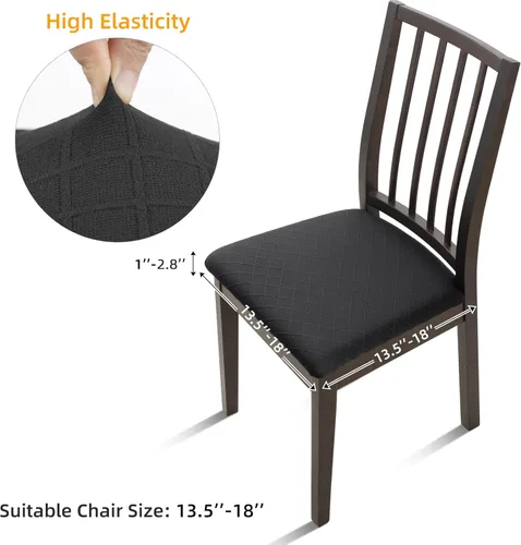 Miniatura 2 de YISUN Fundas de Asiento para Silla Set de 6, Fundas para Comedor Impermeables, Fundas de Asiento de Jacquard Elásticas Extraíbles y Lavables