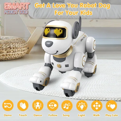 Miniatura 5 de VATOS Juguete de Perro Robot con Control Remoto para Niños - Perro Robot Inteligente Programable de 17 Funciones con Toque e Seguimiento, Perro