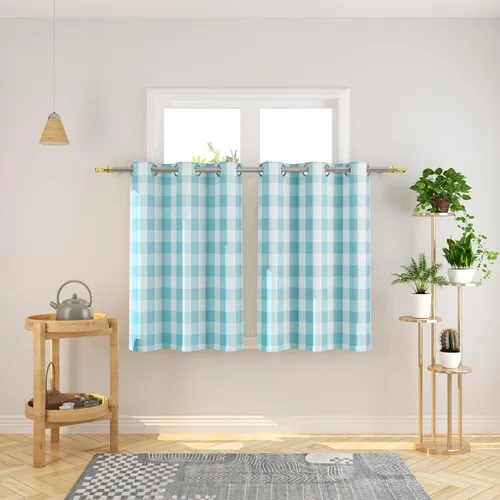 Miniatura 49 de Cortinas de 24 pulgadas de largo con diseño Buffalo Check Gingham Plaid para ventanas de cocina y baño, tratamiento para ventanas con 2 paneles