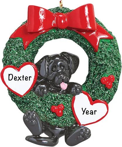 Adorno de perro Labrador negro personalizado 2026 | Personalizado las 24 horas, adornos de Navidad para mascotas grabados con láser para árbol |