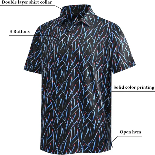 Miniatura 86 de DEOLAX Camisa de golf para hombre, con estampado de moda, atlética, de manga corta, clásica, casual, ajuste seco, suave, para hombres