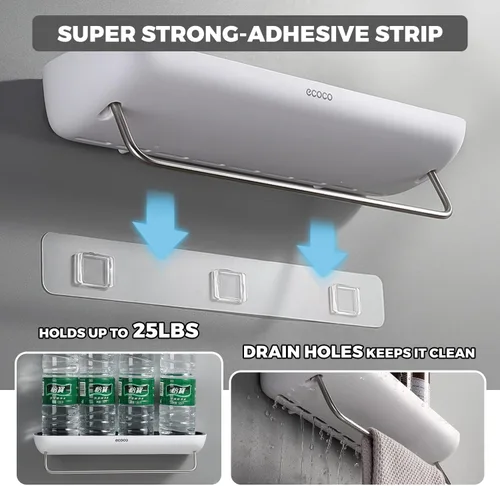Miniatura 7 de Organizador de ducha negro montado en la pared, organizador de baño resistente al óxido sin taladrar con adhesivo fuerte para champú, jabón