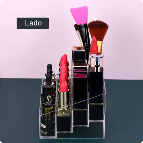 Miniatura 5 de MOSIKER Organizador de lápiz labial, pequeño plástico transparente, compacto, brillo labial, soporte para rímel de muestras de perfume con 24 ranuras