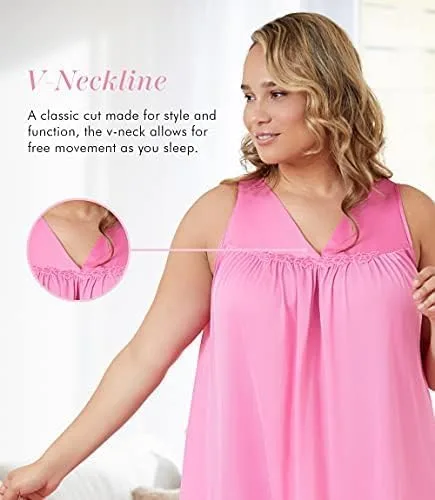 Miniatura 5 de Exquisite Form Women's 30107 Nylon Tricot Sleeveless Short Knee Length Nightgown