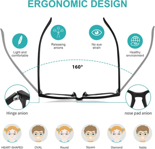 Miniatura 3 de Okany Gafas de luz azul para niños, paquete de 3 gafas de bloqueo de luz azul para niñas y niños, gafas de pantalla de juegos de computadora, Gris