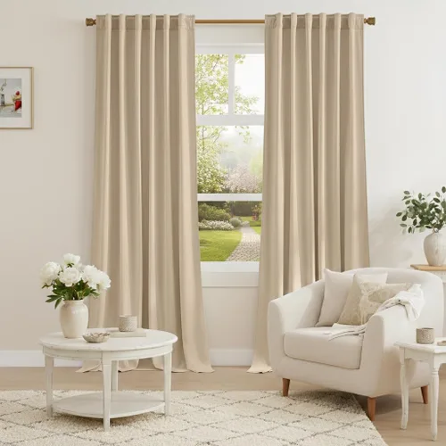 Miniatura 12 de NICETOWN Cortinas blancas extralargas de 144 pulgadas para telón de fondo, cortinas de terciopelo con aislamiento térmico y reducción de ruido