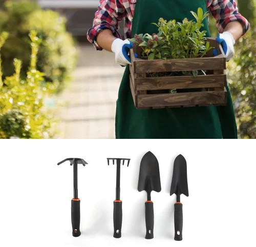 Miniatura 3 de Pala de jardín, 4 unids/set de herramientas de rastrillo de jardín espesado, accesorios de jardinería para el hogar para plantar flores