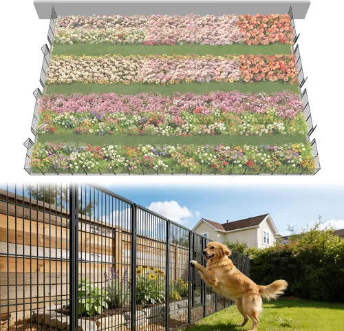 Miniatura 81 de FXW Valla de jardín al aire libre para el patio, 17 pulgadas de alto x 29.3 pies de largo, barrera de metal resistente para animales, para perros