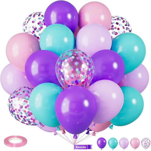 Miniatura 11 de Globos Saxuxu azul, amarillo y naranja, de 12 pulgadas, globos retro azul marino, amarillo y naranja, de látex y helio para cumpleaños de niños