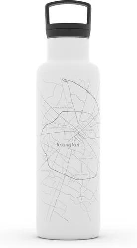 Miniatura 7 de Well Told Botella de agua aislada con mapa de Washington DC grabado, botella de acero inoxidable grabada (21 onzas, blanco) botella aislada de mapa
