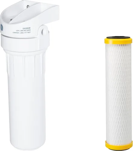GE Sistema de filtración de agua de una sola etapa y filtro | Reduce más de 95 impurezas incluyendo plomo, cloro, arsénico | Kit de instalación y