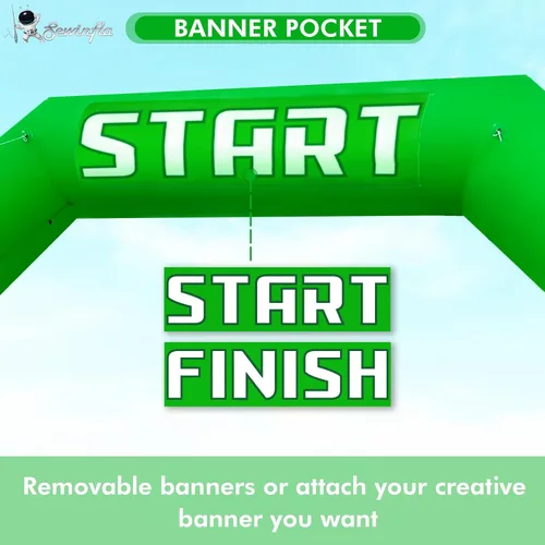 Miniatura 3 de Arco inflable de 20 pies de línea de acabado verde con potente soplador, arco inflable hexagonal al aire libre para carreras de 5 K, fiesta