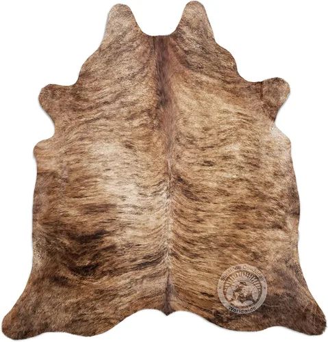 Sunshine Cowhides Alfombra de piel de vaca 100% auténtica, color marrón, alfombra de piel de animal de estilo moderno y alfombra para sala de estar,