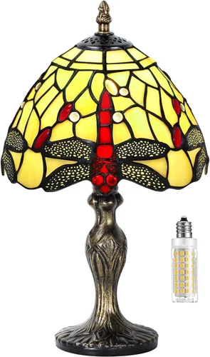 Miniatura 7 de Lámpara de mesa de vidrio teñido, estilo de cuentas de cristal de vidrio teñido, luz de mesa hecha a mano, luz nocturna de escritorio, mesita