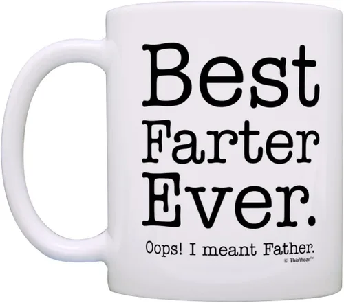 Miniatura 4 de Regalo de cumpleaños para papá, taza de café/té con la leyenda "Best Farter Ever Oops Mean Father", Blanco 11oz White