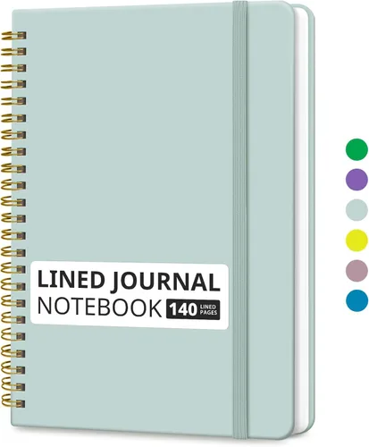 Miniatura 53 de Cuaderno rayado en espiral para mujeres y hombres, 140 páginas, cuaderno de tapa dura con rayas universitarias para trabajo y toma de notas, diarios