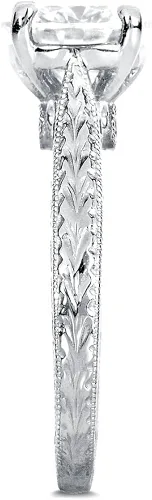 Miniatura 4 de Anillo de compromiso estilo antiguo con diamantes 112peso total en quilates moissanita oro blanco de 14quilates