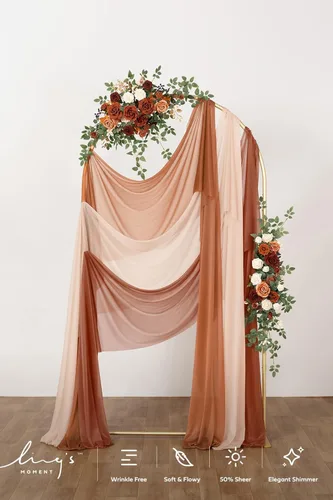 Miniatura 5 de Ling's moment Tela drapeada de arco de boda, 3 paneles de tela de gasa de 30 x 20 pies, cortina de tela de gasa para ceremonia de boda, decoración