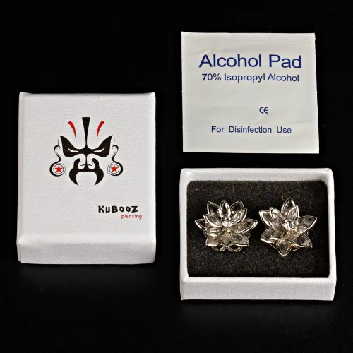 Miniatura 5 de KUBOOZ tensores para orejas, modernos, elegantes, diseño de flores, joyería de piercing
