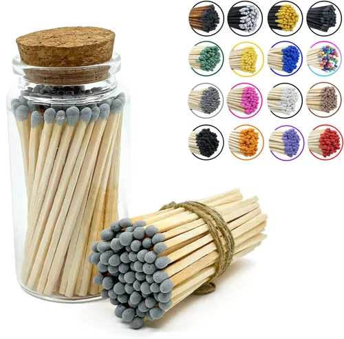 Miniatura 32 de Chandler Studio Fósforos en un frasco Más de 60 cerillas Fósforos decorativos con almohadilla de encendido Encendedor de velas largo