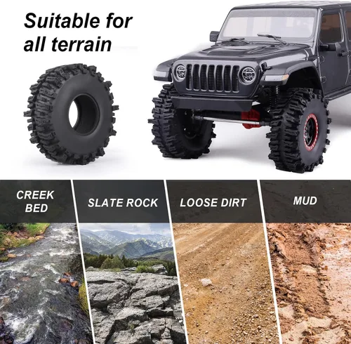 Miniatura 3 de HobbyPark RC 1.9 - Neumáticos de 4.7 pulgadas, 4.724 in de altura para RC4WD Axial SCX10 TRX4 Redcat Gen 8 1/10 RC Crawler buen agarre con espuma