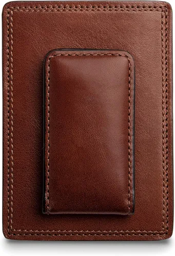 Miniatura 3 de Bosca Cartera de cuero con bolsillo frontal de lujo para hombre, Marrón oscuro