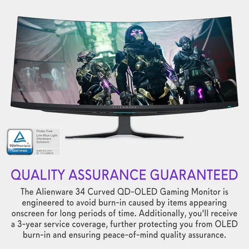 Miniatura 7 de Alienware - Monitor curvado para juegos Quantom Dot-OLED AW3423DW de 34.18 pulgadas, 3440 x 1440 píxeles a 175 Hz, curvatura 1800R, verdadero 0.1 ms