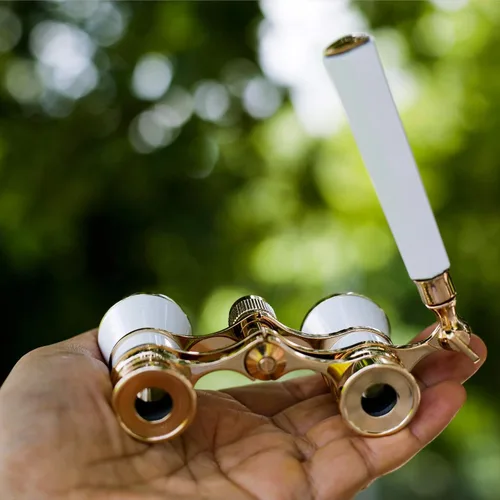 Miniatura 7 de Marsrut Lentes binoculares Ultra HD 3 x 25 para teatro de ópera con asa, telescopio de color blanco para ver teatro, carreras de caballos