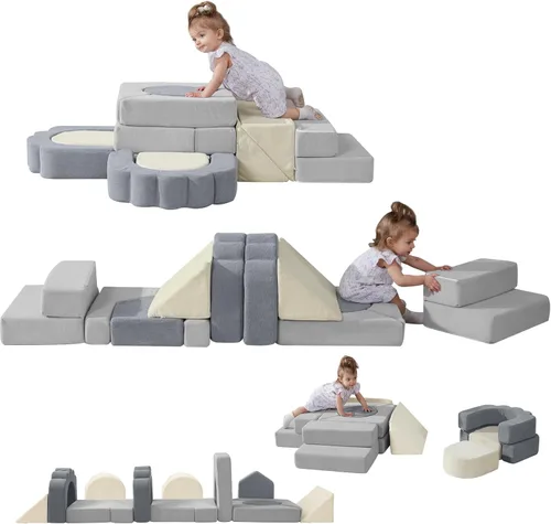 Juguetes de Escalada de Espuma para Niños Pequeños, Set de 13 Piezas de Juego de Escalada y Gateo, Bloques de Escalada Blandos para Niños Pequeños,