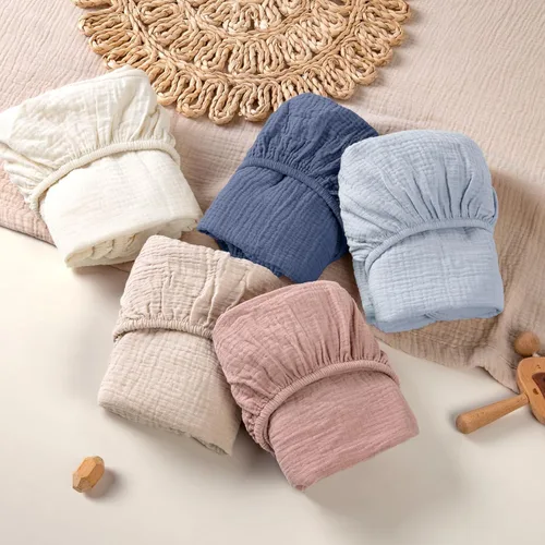 Miniatura 43 de lulumoon Sábanas de muselina para moisés para bebé: sábanas ajustables suaves para moisés de cabecera para niños y niñas Oliva y Crema
