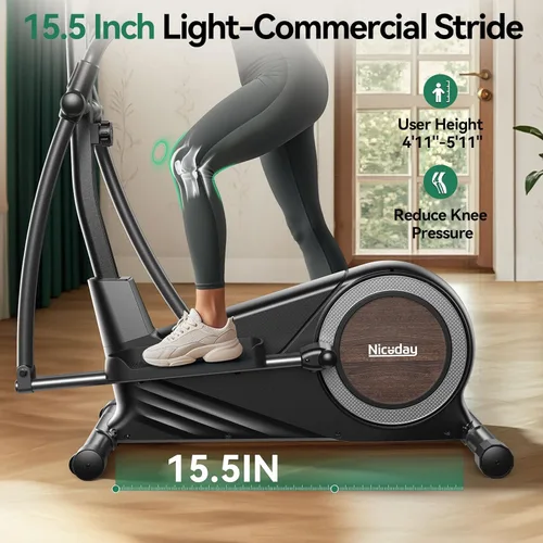 Miniatura 2 de Niceday Máquina elíptica de ejercicios, máquina elíptica para el hogar, entrenador elíptico magnético con zancada de 15.5 a 19 pulgadas, 16 niveles