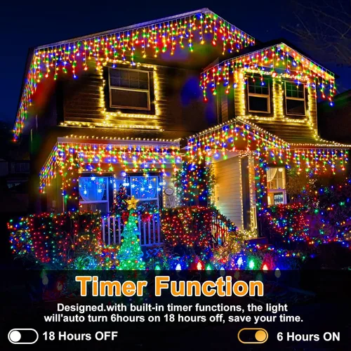 Miniatura 5 de Luces de Navidad para exteriores, 49 pies, 480 luces LED para exteriores, 90 tiras de luces de carámbano con 8 modos, temporizador impermeable