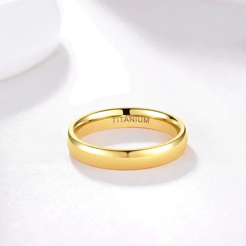 Miniatura 2 de Anillo Tigrade dorado, titanio, cúpula plana, altamente pulido, anillo de matrimonio de ajuste cómodo, talla 3-13, de 0.08 pulgadas, 0.16 pulgadas