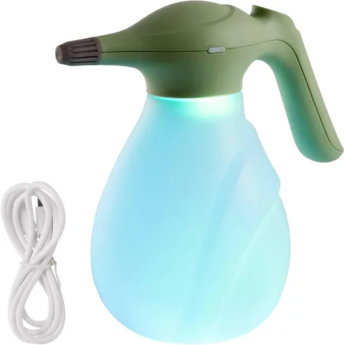 TSHIGO Pulverizador eléctrico Botella rociadora automática Pulverizador a batería, boquilla ajustable, 0.5Gal/2L, verde, decoloración colorida,