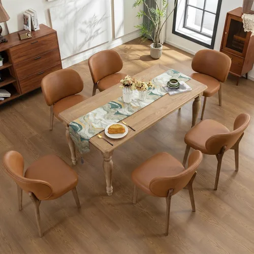 Miniatura 37 de YOUNIKE Silla de comedor con respaldo alto, silla única de cocina estilo moderno de mediados de siglo, silla acentuada sin brazos de tela bouclé