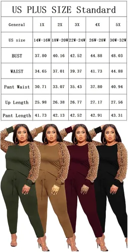 Miniatura 5 de MRSFITOK Plus Size Leopard Print 2 Piece Outfit for Women Sweatsuits Sets Tops and Sweatpans Sweatsuits Tracksuits