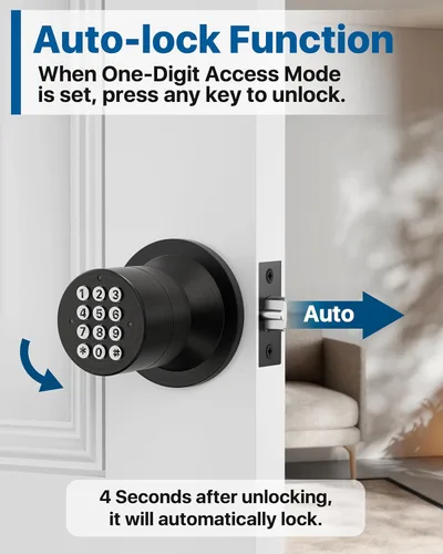 Miniatura 3 de Cerradura de entrada sin llave con código, pomo de puerta digital con teclado para dormitorio, puerta principal, garaje, hogar, apartamento, bronce