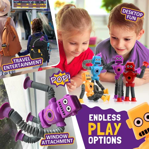 Miniatura 6 de nutty toys Juguetes Sensoriales de Robot 4 Unidades - Tubos Pop Superiores Fidget 2025 para TDAH y Autismo Edades 3 4 5 6 7 8 9 10 11 12, Mejor Idea