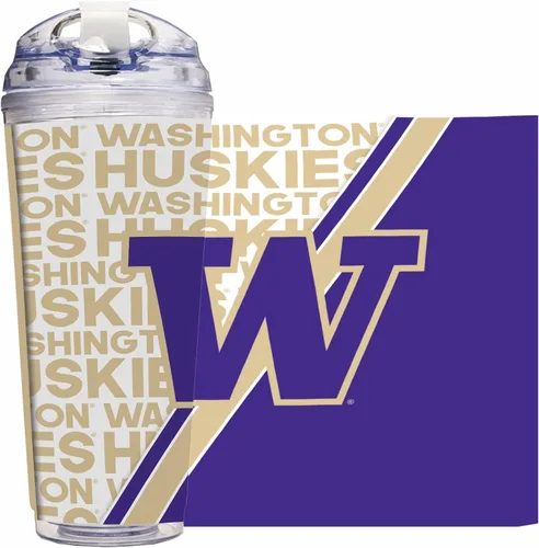 Miniatura 52 de Rico Industries Taza acrílica NCAA estándar de 24 onzas con tapa con bisagra, taza de doble pared oficialmente licenciada con pajita