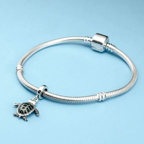 Miniatura 3 de Dijes de sirena originales de plata de ley 925 con dijes de animales para mujer, pulsera de cadena de serpiente europea