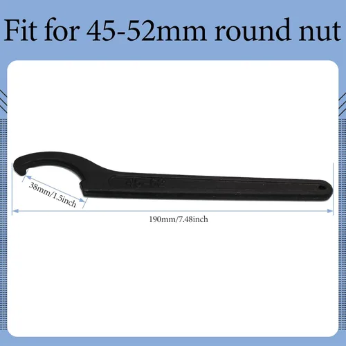 Miniatura 2 de Llave de Tuerca de Gancho en C, Herramienta de Ajuste Negra de Acero al Carbono para Tuerca Redonda de Portabrocas de 45-52mm 1.772-2.047 in