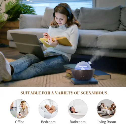 Miniatura 7 de Difusores de Aceite Esencial de Vidrio, Difusor de Aromaterapia de 280 ml para Aceites Esenciales de Habitación Grande, Humidificador de Niebla Fría
