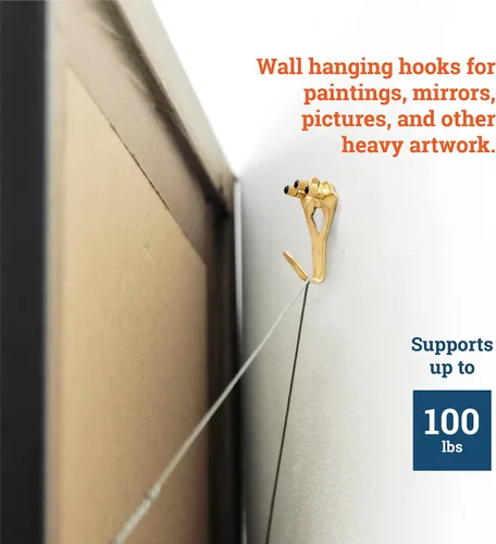 Miniatura 4 de Perchas de fotos de 100 libras, paquete de 10 con clavos, ganchos para colgar cuadros, accesorios para colgar cuadros, ganchos o colgadores