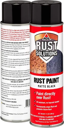 Miniatura 2 de AGS RUST SOLUTIONS Pintura en aerosol antióxido, 14 onzas, acabado negro mate duradero, segura para todas las superficies, elimina el óxido