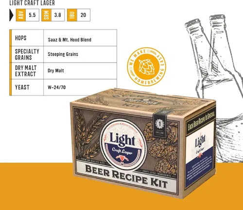 Miniatura 4 de Kit de recetas Craft A Brew - Recarga de Lager ligera - 1 galón - Ingredientes para elaboración de cerveza en casa Light Lager